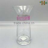 Cheap Clear Glass Flower Vases With Diamond Decoration thumbnail-2