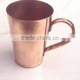 CUP SHAPE MOSCOW MULE SOLID COPPER MUG WITH COPPER HANDLE , COPPER MUG FOR VODKA & MOSCOW MULE, MOSCOR MULE COPPER CUP thumbnail-1