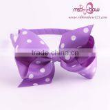 Polka Dots Brown Grosgrain Ribbon Kids Hair Bows thumbnail-2