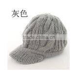 2015 Autumn Curved Bill Snapback Hats With Knitting ,knitted Cap for Girl Colorful thumbnail-2