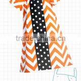 Baby Girl Summer Dress Boutique Girls Chevron Dress Cotton Plain Dress With Polka Dot Knee-length Full Skirt thumbnail-1