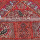 Large Square Pillow Sham - Red Zari Embroidery Peacock Floor Cushion 26 Inch thumbnail-4
