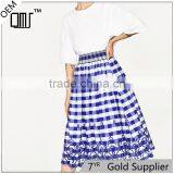2017 OEM Spring Midi Flounce Plaid Skirt With High Elastic Waist thumbnail-1