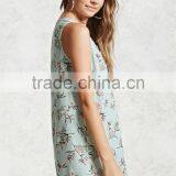 OEM Wholesaler Womens Latest Design Summer Sleeveless Deep-V Hollow Printed Lady Dress thumbnail-3