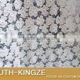 White Flower Hollow African Cord Guipure Jacquard Lace Fabric for Party Dress thumbnail-2