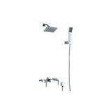 Polished Brass Wall Mount Bathroom Sink Faucet With 6 Holes for Hotel / Home , Two Handles thumbnail-1