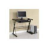 Compact Black Modern Glass Computer Table With Steel Tube DX-MH5