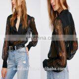 Clothing Spring Sheer Sleeves Lady Latest Fashion Blouse Design 2016 thumbnail-1