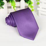 Classic Strips Green Polyester Woven Necktie Handmade Solid Colors