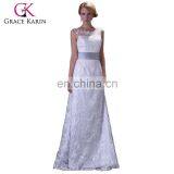 Grace Karin Sleeveless Off- Shoulder Long White Lace Wedding Dress CL3821 thumbnail-1