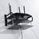 Black Medium Three-layer Aluminum STB Rack Router Wall Mounted Telephone TV STB Rack thumbnail-4