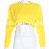 Women Custom Plain Crew Neck Basic T Shirt Crop Hoodie Sweatshirt thumbnail-4