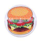 China Product Amazon Top Seller Hamburger Polyester Microfiber Round Picnic Beach Towels Round Beach Towel With Tassels thumbnail-3