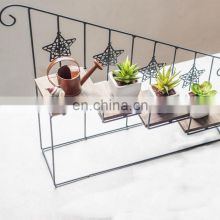 American Retro Iron Wood Stair Flower Stand Floor-to-floor Flower Pot Stand Small Pot Shelving Home Decor