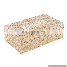 Crystal Beaded Gold Plated Tissue Box Cover