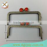 12.5*5cm Antique Brass Bags Metal Frame With Red Gems