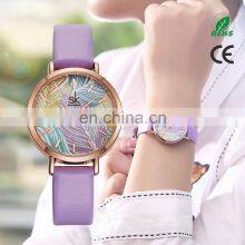 SHENGKE Lady Watch Soft Leather Band K8057 Brand Your Label Watch Customization Logo Colorful Leaf Watch thumbnail-3