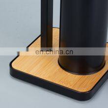 Bathroom Toilet Paper Holder Toilet Brush Holder With Bamboo Base Bathroom Storage Matt Black thumbnail-5