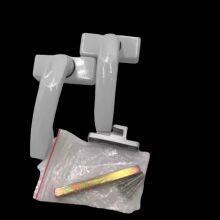 Square BEND Tubular Stainless Steel Brushed Door Handle on Square Rose With Escutcheon thumbnail-2