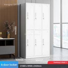 3/4/6/9-Door Steel Wardrobe Cabinet SW-201 | Hotel Staff Uniform Storage – Metal Wardrobe With Stainless Steel Clothes Rod & Built-in Lock thumbnail-3