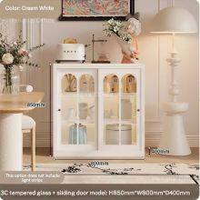 Fluted Glass Metal Cabinet- CBT735|Modern French Cream Style With Safe Anti-tipping Design for Living Room Display- ODM/OEM Supported thumbnail-2