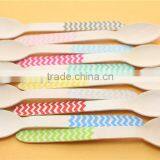 2014 New Disposable Printed Mini Flat Wooden Spoons for Ice Cream Yogurt Kid's Party Wedding thumbnail-1