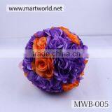 Mix color wedding artificial flower ball;Wholesale artificial rose weding flower ball wedding decoration(MWB-005)