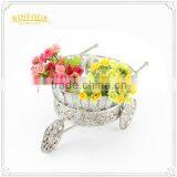 Silver Iron Race Track Wheelbarrow Shaped Planter Holder thumbnail-5
