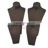 Popular Brown Leather Wrapped Wooden Necklace Display Bust thumbnail-1