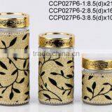 CP027P5 Round Glass Jar With Leather Coating thumbnail-2