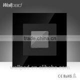 2015 Hot Sale China New Products Wallpad Luxury Black Crystal Glass Touch Time Delay Switch Wall Light Electric Switch Socket