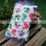 2016 USA Fashion Personalized Security Violet Ruffle Baby Minky Travel Pillow Case