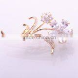 Zhejiang Wholesale Women Crystal Silk Flower Gold&Silver Plated Alloy Brooch Pin Banquet Party // thumbnail-4