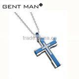 Blue 316L Stainless Steel Jesus Pendant Titanium Cross Pendant for Men thumbnail-1