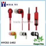 guangzhou huayi electronic factory supply cheap price in-ear plastic Earphones with mic