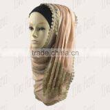Fashion Graceful Wholesale New Style Lace Charming Shawl Wrap Viscose Shimmer Hijab Glitter Scarf thumbnail-5