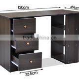 Wooden Computer Desk With Bookshelf and Drawers thumbnail-3