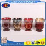 Short Stem Storm Lantern Glass Candle Holder Mosaic thumbnail-1