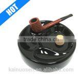 7" Sigara Ceramic 3 Pipe Black Cigar Ashtray With Cork Knocker thumbnail-1