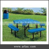 Garden Patio Furniture, Expanded Metal Table With Benches thumbnail-1