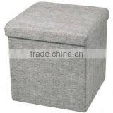 Grey Polyester Linen Durable Storage Ottoman Foot Rest thumbnail-2