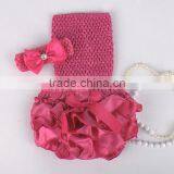 2015 Adorable Baby Diaper and Crochet Tube Top3 Sets , Satin Baby Bloomers, Baby Ruffle Bloomers thumbnail-4