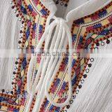Summer Dress 2017 Women Casual Beach Short Dress Tassel Solid White Maxi Dress thumbnail-4