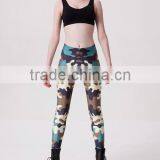 Custom Women Quick Dry and Skinny All Over Camouflage Printing Full Length Gym Tights thumbnail-2
