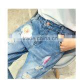 Simple Clothing Hole Torn Female Jeans Women's Cool Denim Pants Straight Jeans for Girl Vintage Casual Pants thumbnail-6