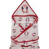 Trade Assurance Screen Printing Combed Cotton Soft Hooded Baby Swaddle Blanket thumbnail-4