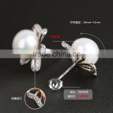 Micropave Elegant Natural Pearl and Zircon Stud Earrings in 925 Sterling Silver thumbnail-2