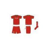 Custom Football Team Uniforms, Red Portugal Soccer Jerseys And Shorts With Socks