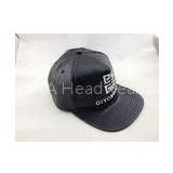 Children Black Leather Embroidered Baseball Caps with Snakeskin Strap