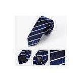 Fashion Patterned Polka Dot Handmade Silk Ties Black / Blue For Wedding